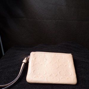 Coach Small Cream Zipper Wristlet